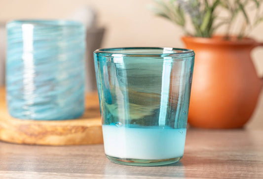 Mexican Handblown Glasses - Aqua
