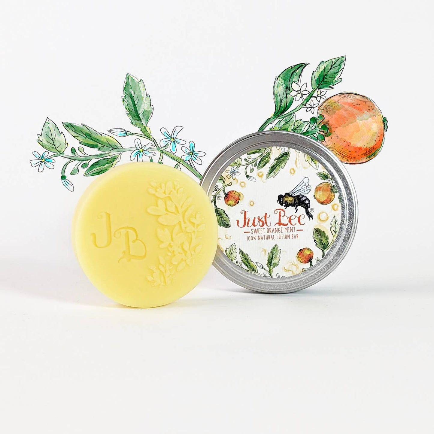 Sweet Orange Mint Lotion Bar - 4 Bar Box Beeswax Lotion