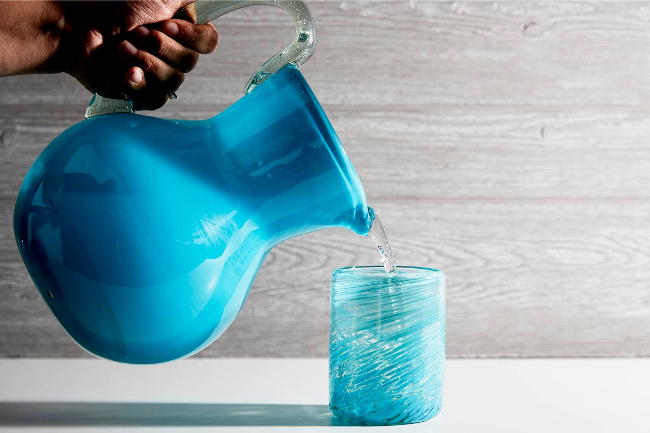 Mexican Handblown Glasses - Aqua