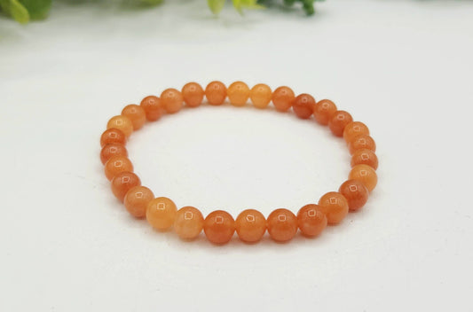 Orange Calcite 6mm Stretchable Gemstone Bracelet-7.5"L