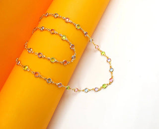 MIA Jewelry - Light Round Multicolor CZ Stone Anklet (I69)(E215): Anklet - 10"