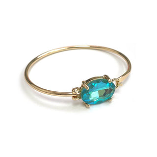 StarryNYC - High Quality Glass Crystal Oval Stone Cuff Metal Bangle: SILVER-AB