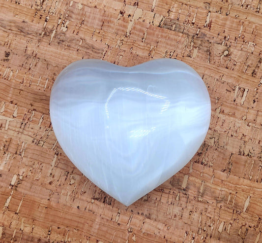 Selenite Plain Puffy Heart Approx. (10 x 2.5cm) Cleansing
