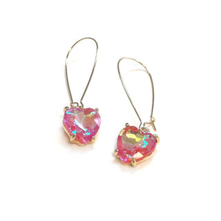 StarryNYC - Heart Glass Charm with Kidney Wire Dangle Earrings: Aqua-AB