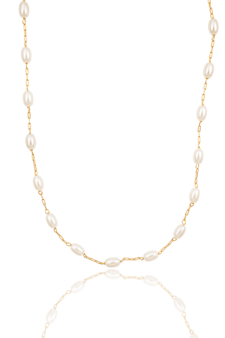 MIA Jewelry - Paperclip Chain Linked Oval Pearl Anklet (G89/I97/E221): 10" Anklet