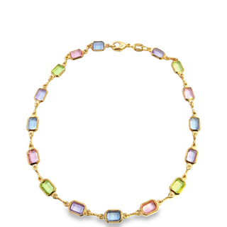 MIA Jewelry - Baguette Multicolor Zirconia Stone Anklet (E217)