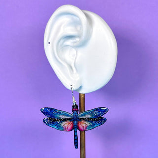 Dragonfly Glitter Dangle Earrings, Insects & Bugs