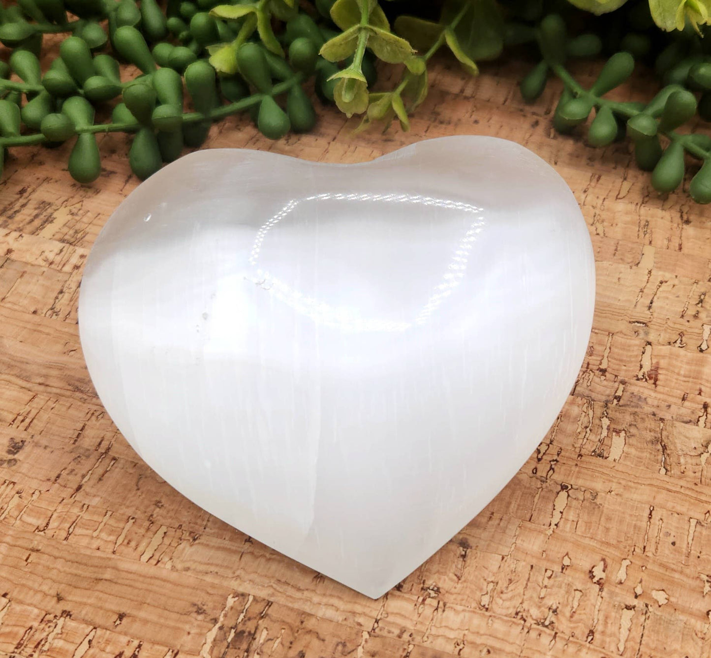 Selenite Plain Puffy Heart Approx. (10 x 2.5cm) Cleansing