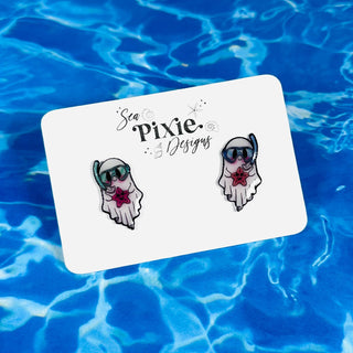 Sea Pixie Designs - Scuba Snorkel Ghost Summerween Stud Earrings