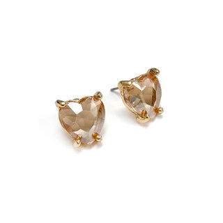 StarryNYC - Glass Crystal Heart 4 Prong Post Stud Earrings: NEON-FUCHSIA