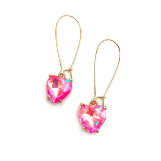 StarryNYC - Heart Glass Charm with Kidney Wire Dangle Earrings: Red