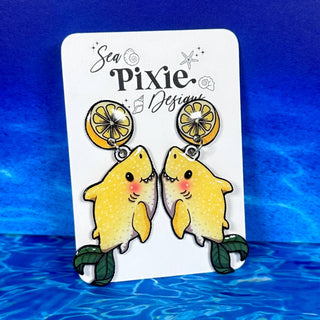Lemon Shark Dangle Earrings, Coastal & Lightweight