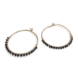 StarryNYC - Dainty Color Seed Bead Round Wire Hoop Earrings: Green