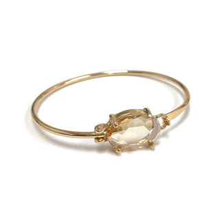 StarryNYC - High Quality Glass Crystal Oval Stone Cuff Metal Bangle: SILVER-AB