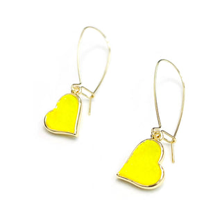 StarryNYC - Uneven Heart Resin Druzy Kidney Wire Dangle Earrings: RED-AB