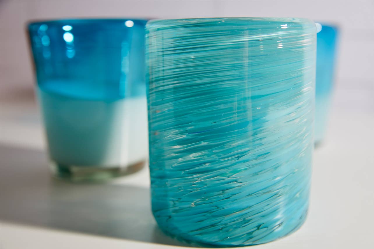 Mexican Handblown Glasses - Aqua