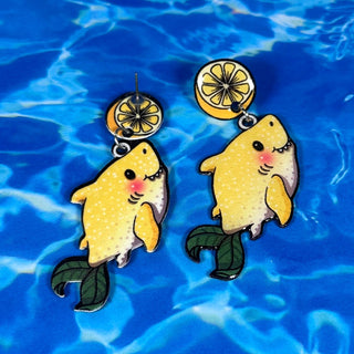 Lemon Shark Dangle Earrings, Coastal & Lightweight