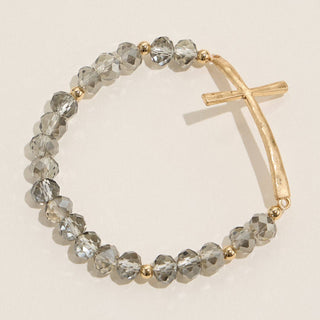 Frem - Glass Beaded Bracelet with Cross Charm: OP / ONE