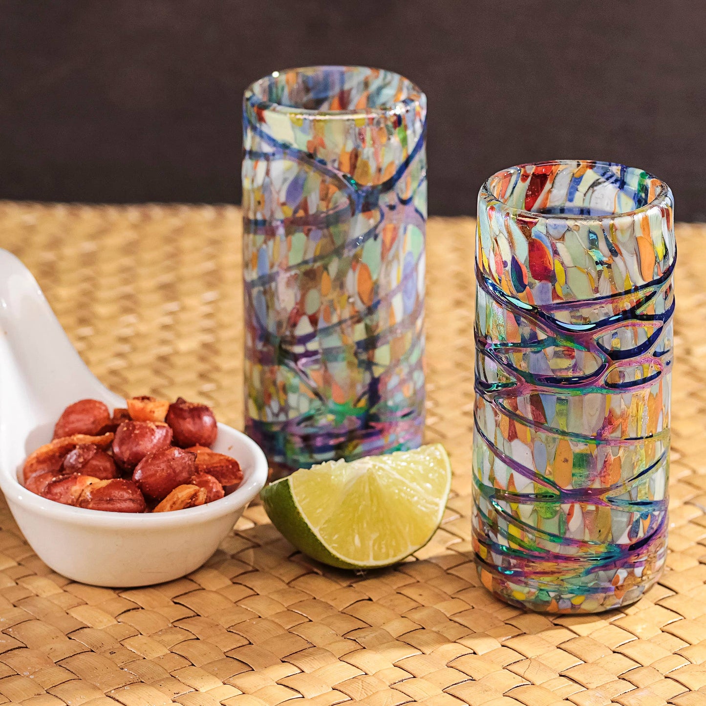 Hand Blown Shot Glasses 2 oz -Tropical