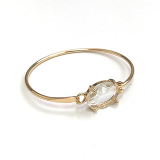 StarryNYC - High Quality Glass Crystal Oval Stone Cuff Metal Bangle: AQUA-AB