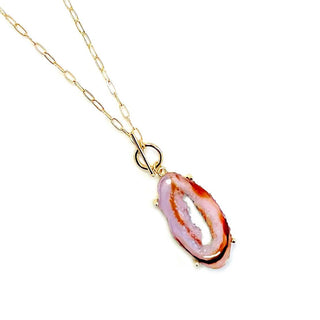 StarryNYC - Resin Agate Teardrop Pendant Toggle Chain Necklace : Black Lace