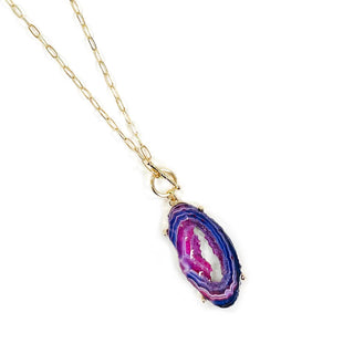 StarryNYC - Resin Agate Teardrop Pendant Toggle Chain Necklace : Black Lace