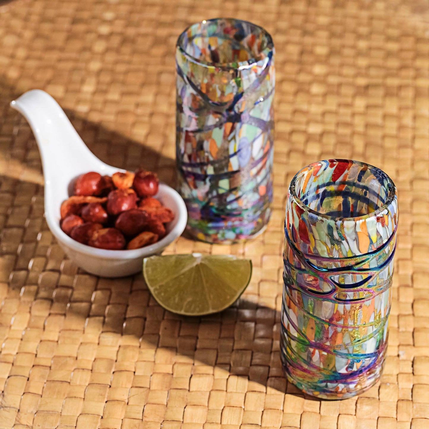 Hand Blown Shot Glasses 2 oz -Tropical