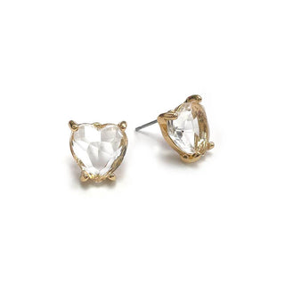 StarryNYC - Glass Crystal Heart 4 Prong Post Stud Earrings: NEON-FUCHSIA
