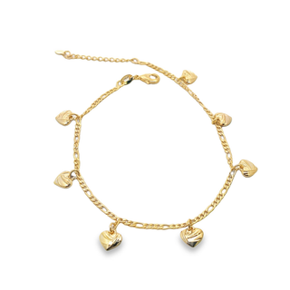 MIA Jewelry - 18K Gold Filled Heart Charm Anklets (E146): Rhodium