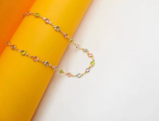 MIA Jewelry - Light Round Multicolor CZ Stone Anklet (I69)(E215): Anklet - 10"
