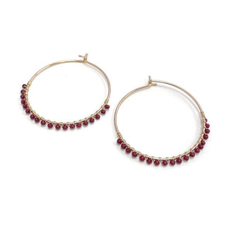 StarryNYC - Dainty Color Seed Bead Round Wire Hoop Earrings: White