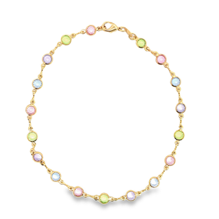 MIA Jewelry - Light Round Multicolor CZ Stone Anklet (I69)(E215): Anklet - 10"