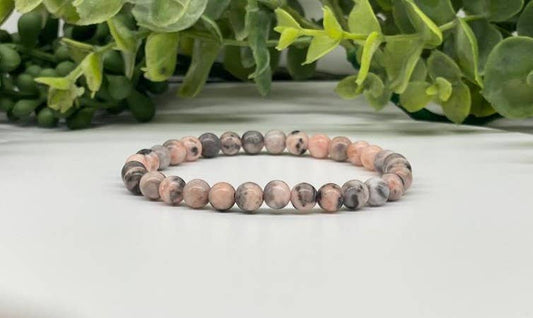 Pink Zebra Jasper Stretchable Bracelet 6mm Beads