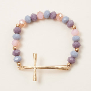 Frem - Glass Beaded Bracelet with Cross Charm: GRY-WS / ONE