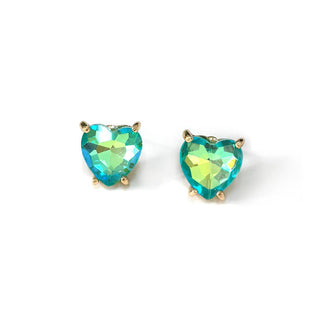 StarryNYC - Glass Crystal Heart 4 Prong Post Stud Earrings: NEON-FUCHSIA