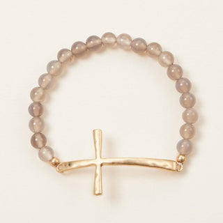 Frem - Metal Cross Pendant Natural Stone Bracelet: DAL / One / WB1001