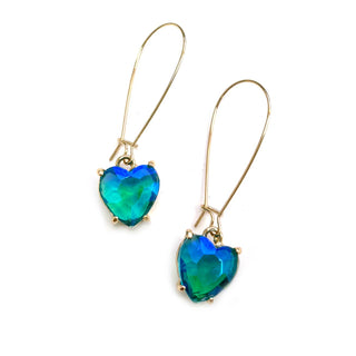 StarryNYC - Heart Glass Charm with Kidney Wire Dangle Earrings: Lavender-AB