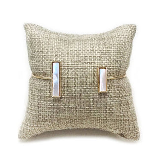StarryNYC - Semi Precious Stone Brass Wire Open Cuff Bracelet Bangle: Abalone