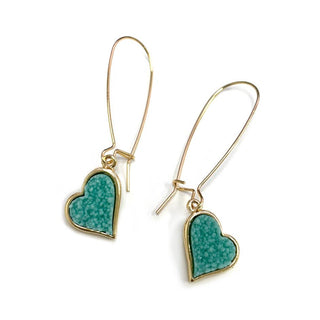 StarryNYC - Uneven Heart Resin Druzy Kidney Wire Dangle Earrings: RED-AB