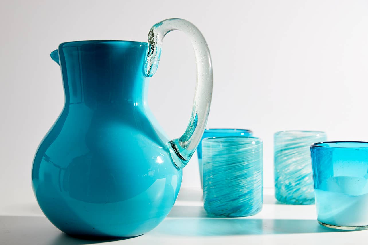 Mexican Handblown Glasses - Aqua