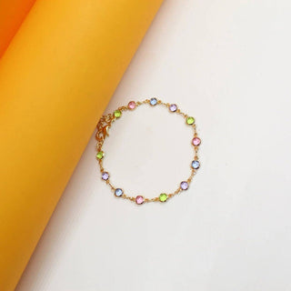 MIA Jewelry - Light Round Multicolor CZ Stone Anklet (I69)(E215): Anklet - 10"