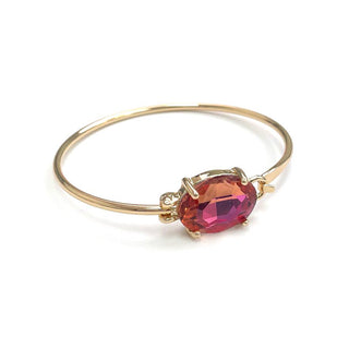 StarryNYC - High Quality Glass Crystal Oval Stone Cuff Metal Bangle: SILVER-AB