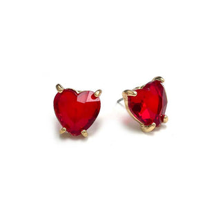 StarryNYC - Glass Crystal Heart 4 Prong Post Stud Earrings: NEON-FUCHSIA