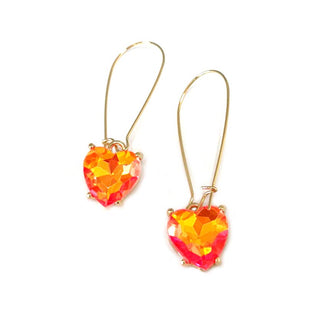 StarryNYC - Heart Glass Charm with Kidney Wire Dangle Earrings: Red