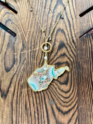 WV Geode Necklace - Turquoise Gold