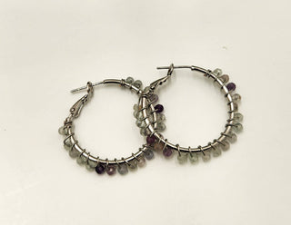 Rainbow Fluorite Faceted 3mm Hoop Earrings-18Kt Gold Overlay: YELLOW GOLD