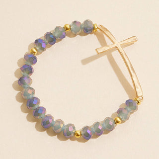 Frem - Glass Beaded Bracelet with Cross Charm: OP / ONE