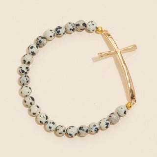 Frem - Metal Cross Pendant Natural Stone Bracelet: ROQ / One / WB1001
