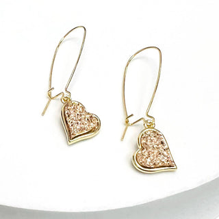 StarryNYC - Uneven Heart Resin Druzy Kidney Wire Dangle Earrings: RED-AB