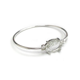 StarryNYC - High Quality Glass Crystal Oval Stone Cuff Metal Bangle: AQUA-AB